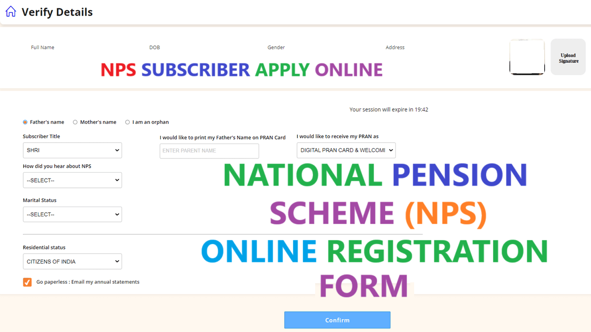 National Pension Scheme Online Registration Form