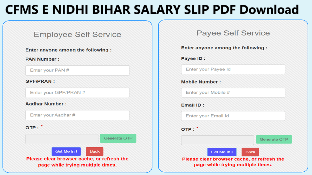 CFMS E Nidhi Bihar Salary Slip