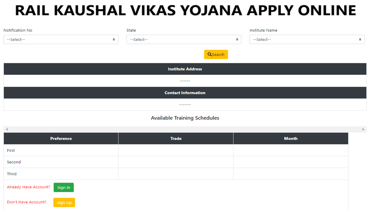 Rail Kaushal Vikas Yojana Apply Online