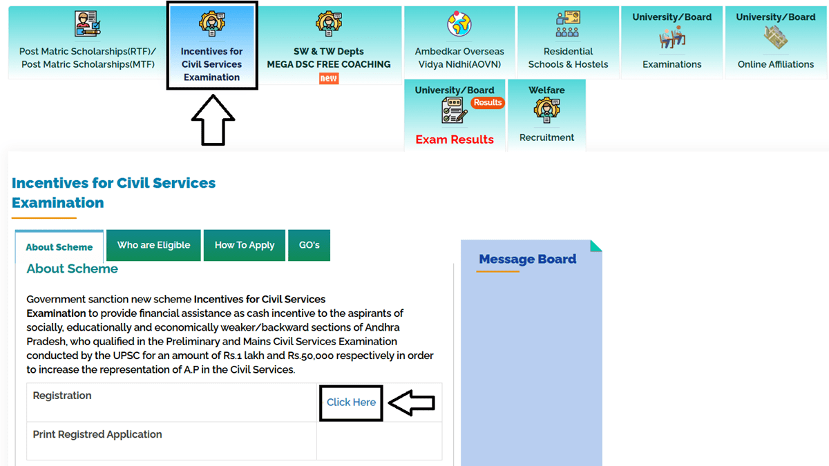 AP Incentives for Civil Services Examination Apply Online